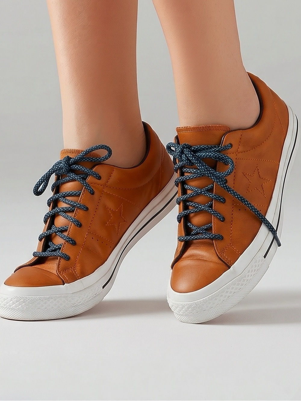 Converse leather low top burnt orange lace up shoes sz 8.5